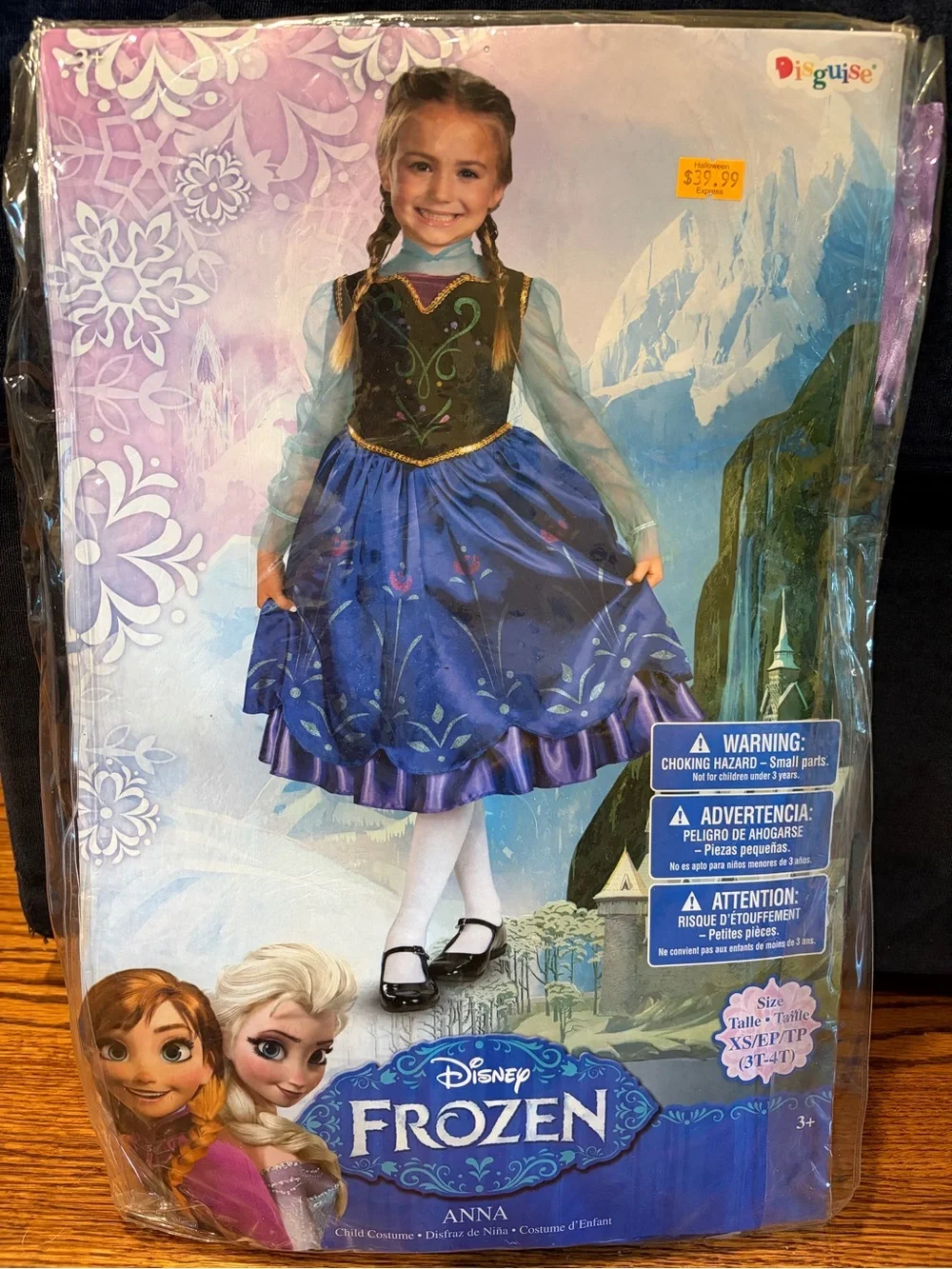 NEW In Package Disney Frozen Anna Children’s Costume size XS 3T-4T